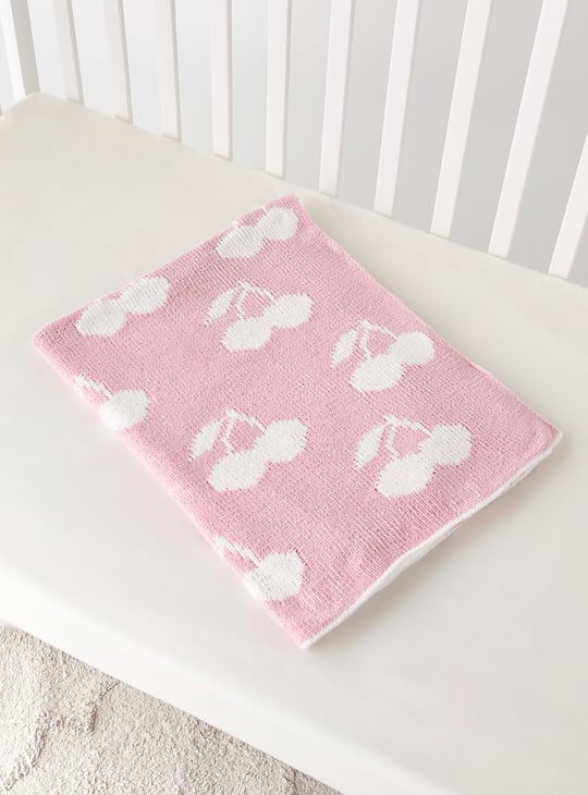 Juniors All-Over Cherry Print Raschel Blanket - 75x100 cm