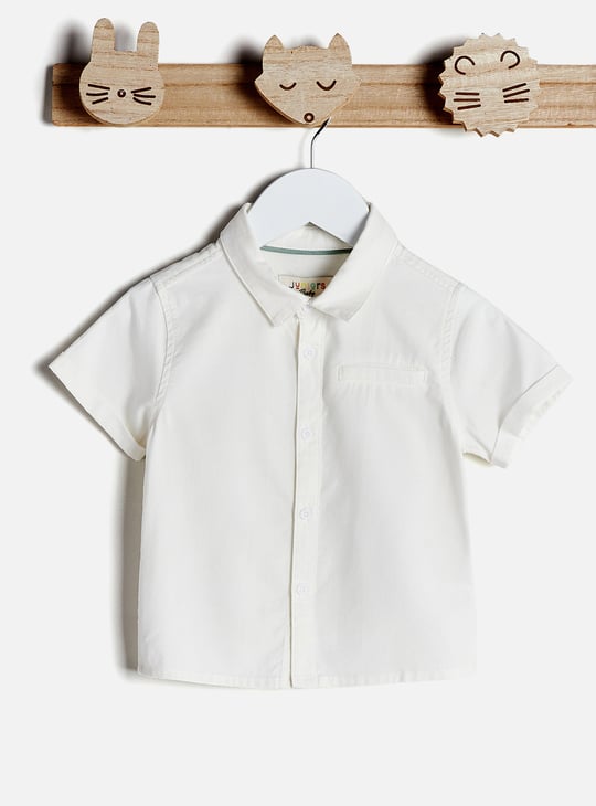 Juniors Solid Shirt and Striped Romper Set