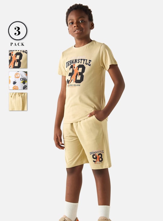 Juniors 3-Piece Printed T-shirt and Shorts Set