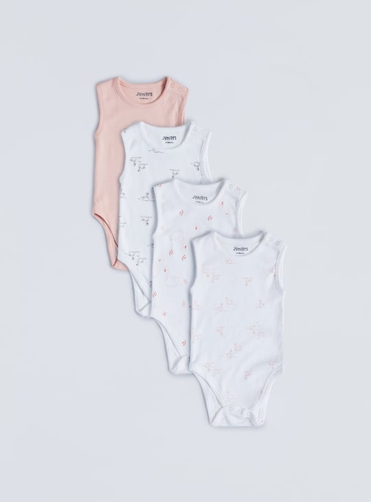Juniors Printed Sleeveless Bodysuit - Set of 5