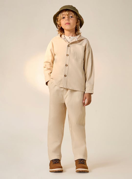 Juniors Solid Long Sleeve Hooded Shirt and Pants Set