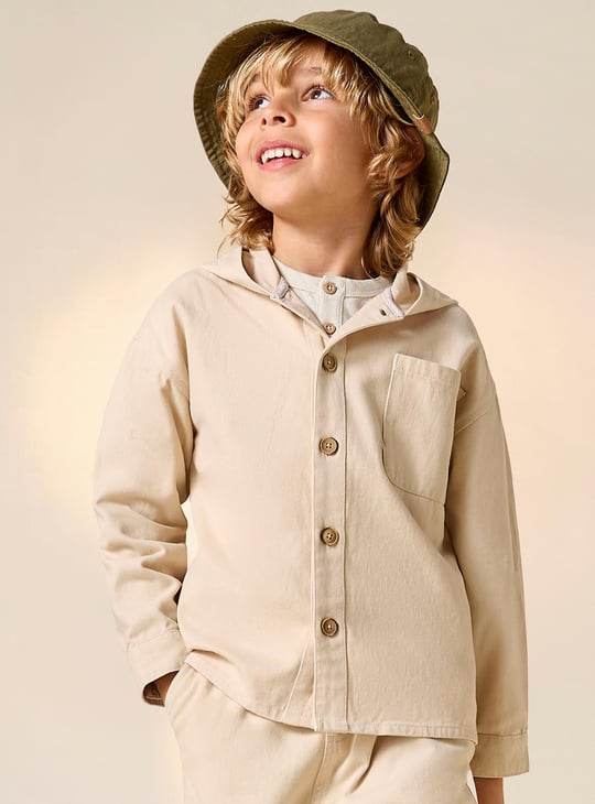 Juniors Solid Long Sleeve Hooded Shirt and Pants Set