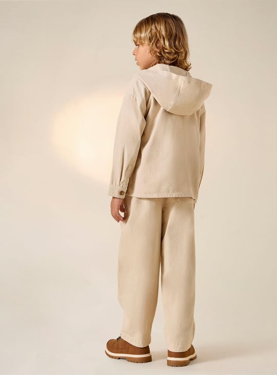 Juniors Solid Long Sleeve Hooded Shirt and Pants Set