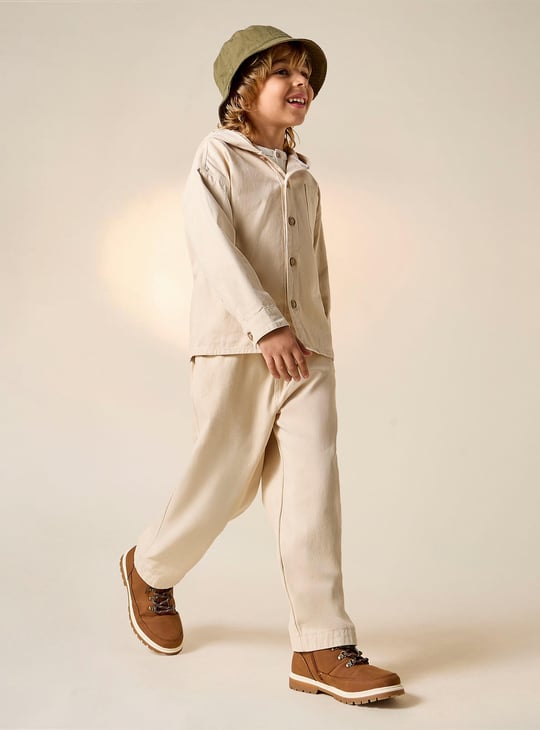 Juniors Solid Long Sleeve Hooded Shirt and Pants Set