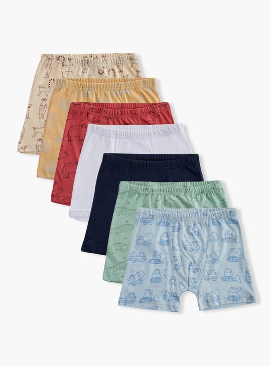 Juniors Printed Trunks with Elasticated Waist - Set of 7
