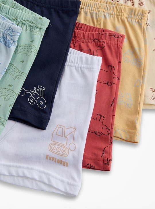 Juniors Printed Trunks with Elasticated Waist - Set of 7