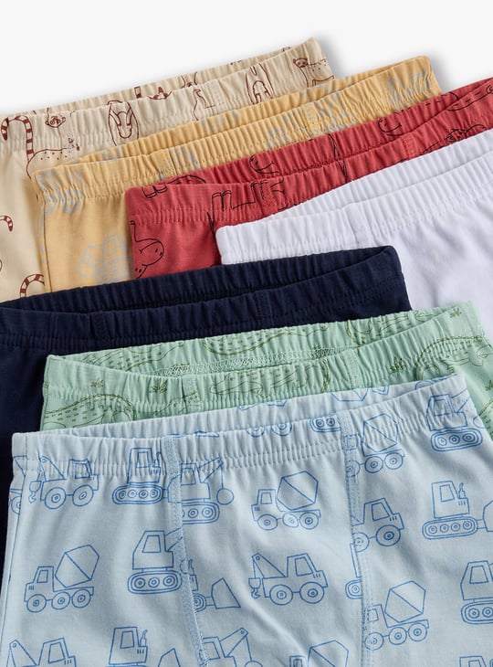 Juniors Printed Trunks with Elasticated Waist - Set of 7