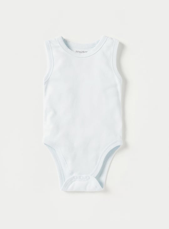 Juniors Solid Sleeveless Bodysuit with Snap Button Closure