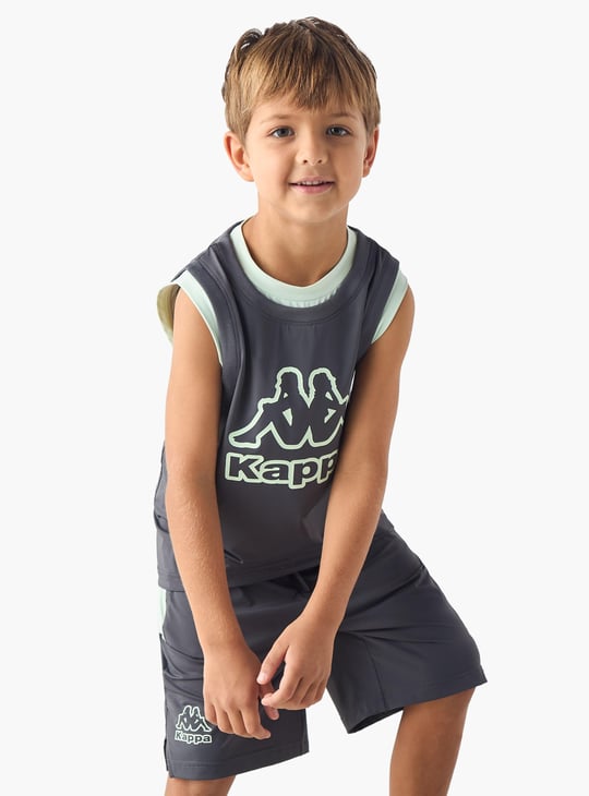 Kappa Logo Print Sleeveless T-shirt and Shorts Set
