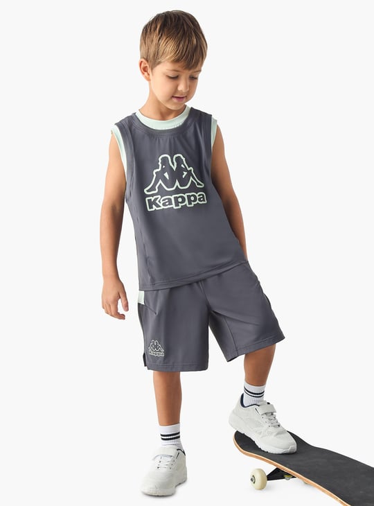 Kappa Logo Print Sleeveless T-shirt and Shorts Set