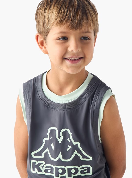 Kappa Logo Print Sleeveless T-shirt and Shorts Set