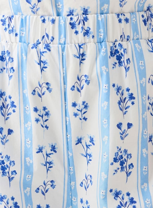 Juniors Floral Print Sleeveless Top and Pant Set