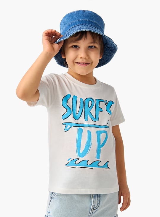 Juniors Typographic Print Crew Neck T-shirt