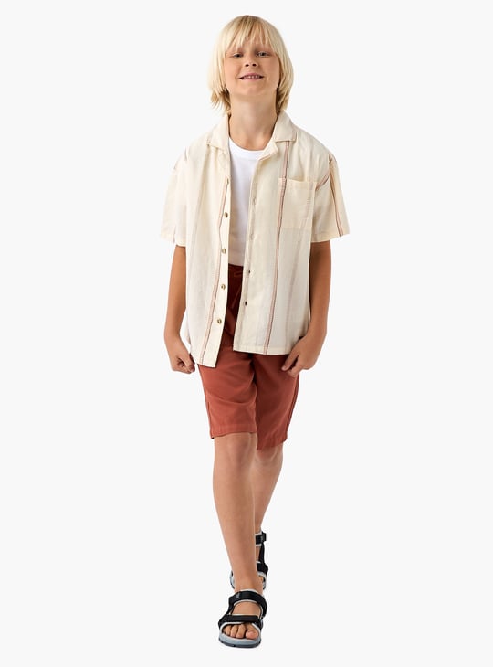 Juniors Eligo Striped Shirt and Solid Shorts Set