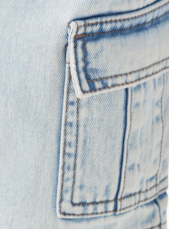 Juniors Solid Denim Shorts with Pockets