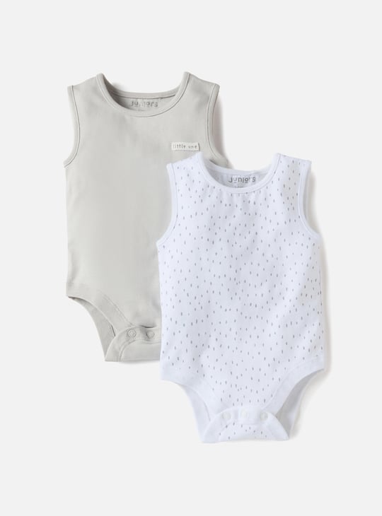 Juniors Assorted Sleeveless Bodysuit with Button Closure - Set of 2