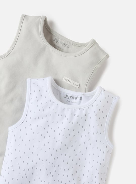 Juniors Assorted Sleeveless Bodysuit with Button Closure - Set of 2
