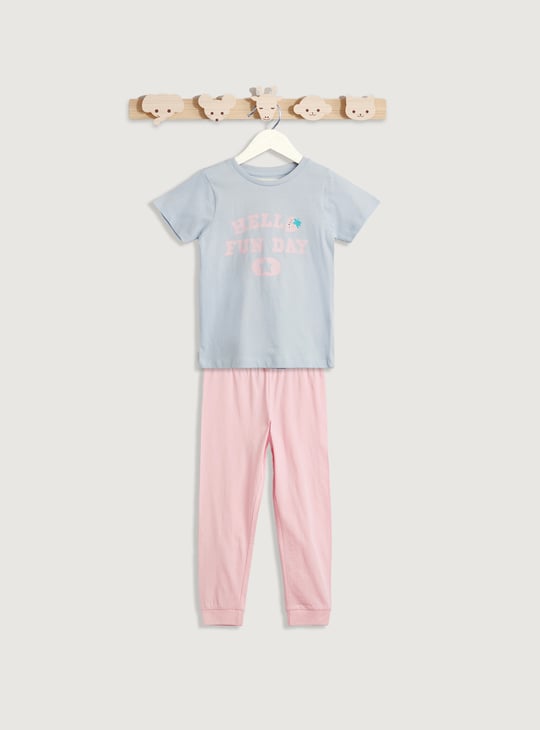 Juniors Printed T-shirt and Pyjama Set