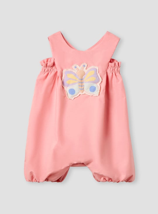 Juniors Butterfly Applique Romper with Snap Button Closure