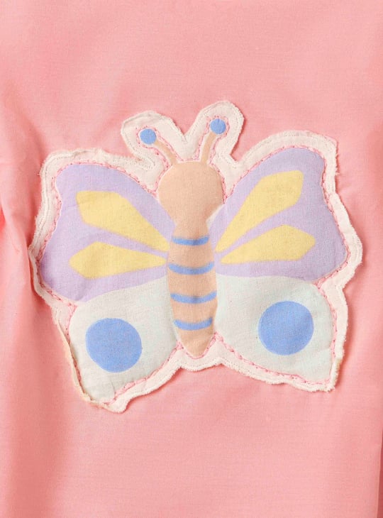 Juniors Butterfly Applique Romper with Snap Button Closure