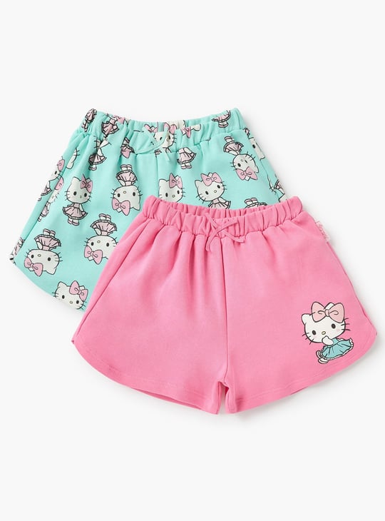 Juniors Hello Kitty Print Shorts with Drawstring Closure - Set of 2