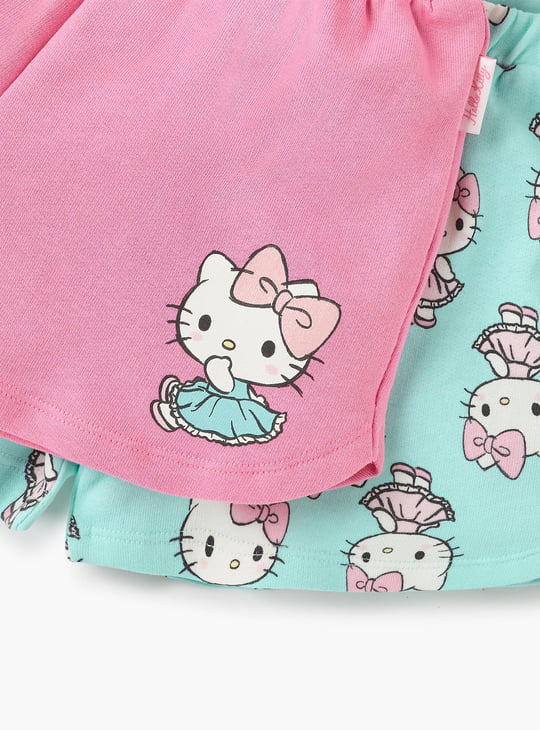 Juniors Hello Kitty Print Shorts with Drawstring Closure - Set of 2