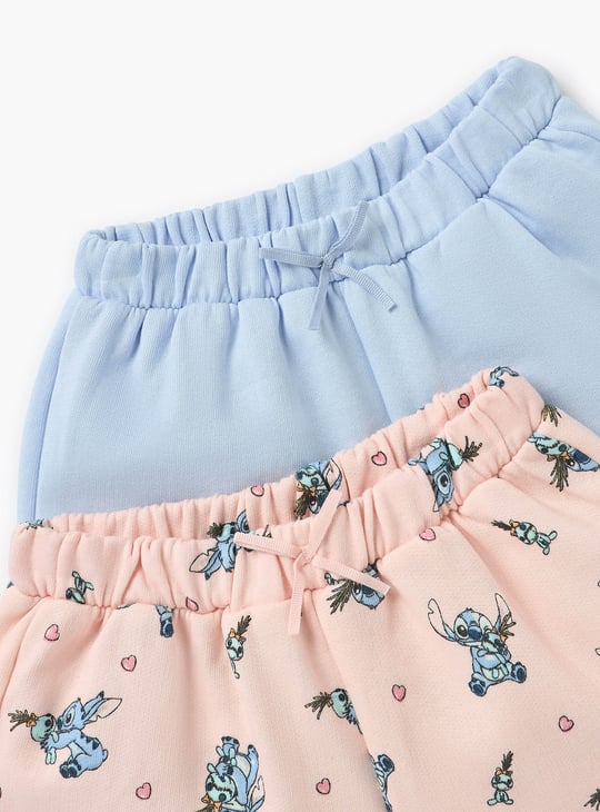 Juniors Stitch Print Shorts with Drawstring Closure - Set of 2