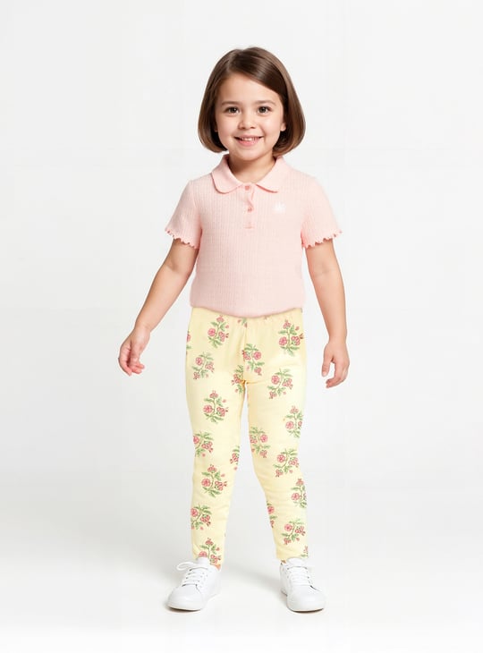 Juniors Floral Print Leggings with Elasticated Waistband
