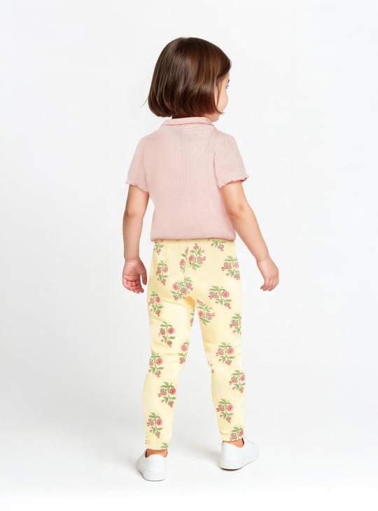 Juniors Floral Print Leggings with Elasticated Waistband