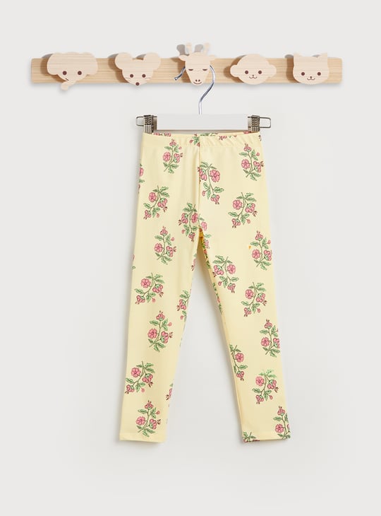 Juniors Floral Print Leggings with Elasticated Waistband