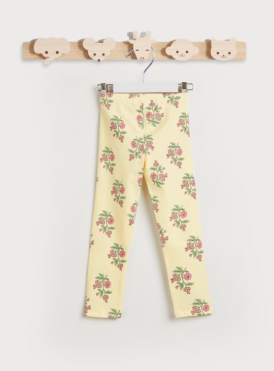 Juniors Floral Print Leggings with Elasticated Waistband