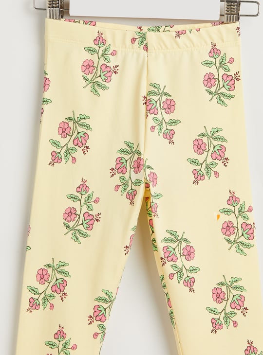Juniors Floral Print Leggings with Elasticated Waistband