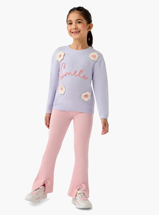 Juniors Ribbed Flared Pants
