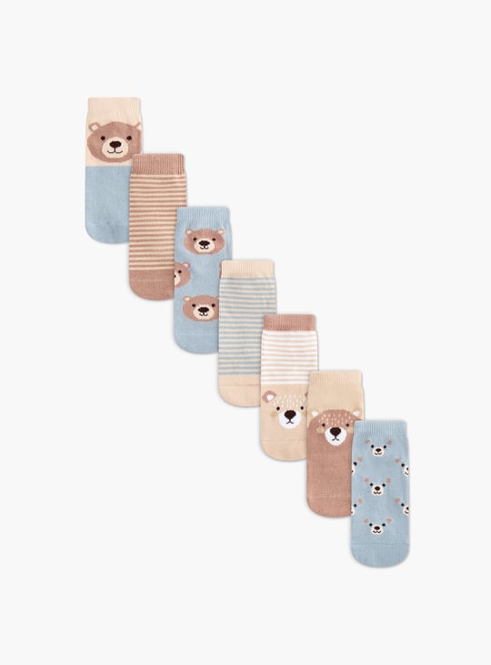 Juniors Bear Print Ankle Length Socks - Set of 7