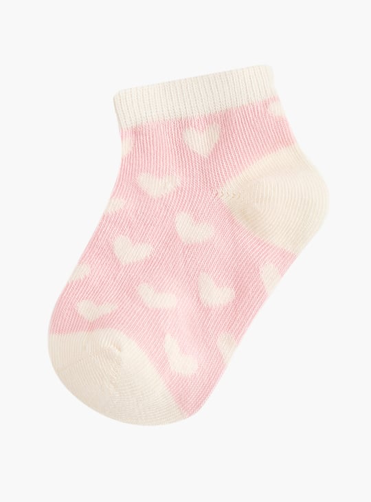 Juniors Heart Print Ankle Length Socks - Set of 10