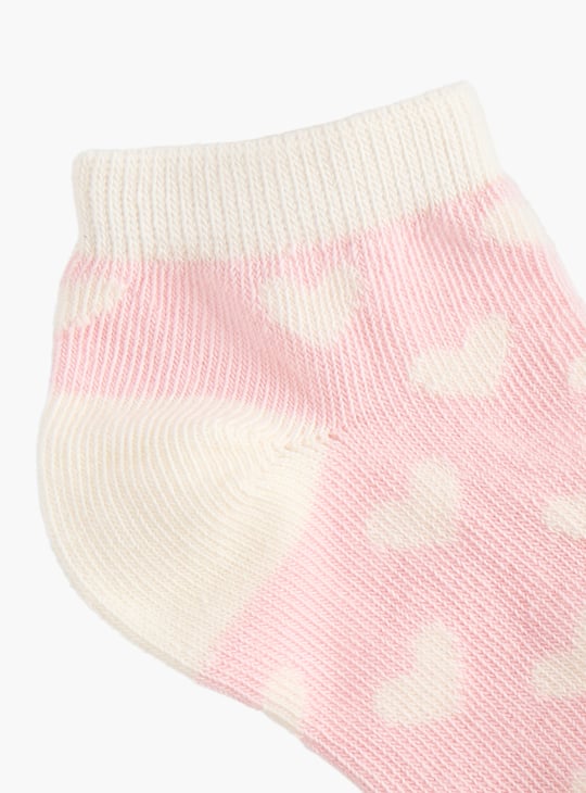 Juniors Heart Print Ankle Length Socks - Set of 10