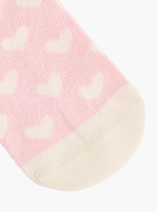 Juniors Heart Print Ankle Length Socks - Set of 10