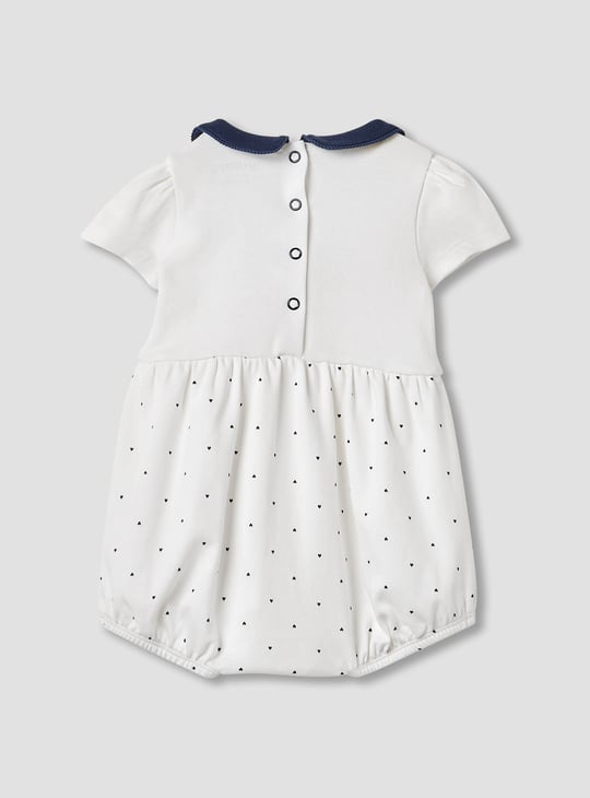 Juniors Heart Print Romper with Short Sleeves