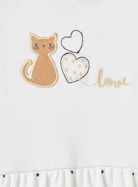 Juniors Heart Print Romper with Short Sleeves