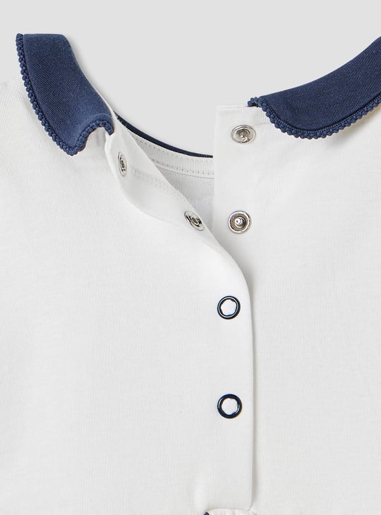 Juniors Heart Print Romper with Short Sleeves