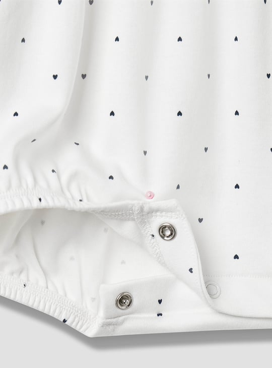 Juniors Heart Print Romper with Short Sleeves