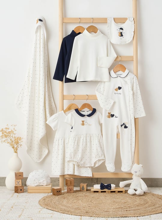 Juniors Heart Print Romper with Short Sleeves