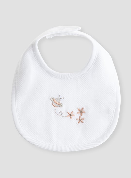 Giggles Embroidered Bib with Button Closure
