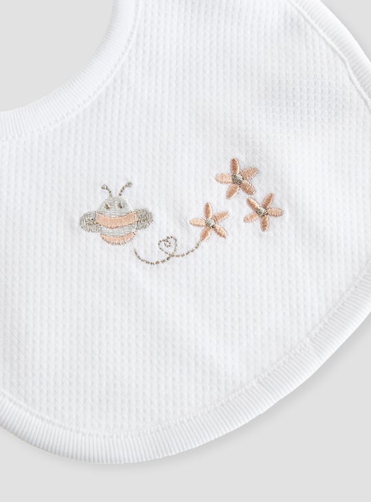 Giggles Embroidered Bib with Button Closure