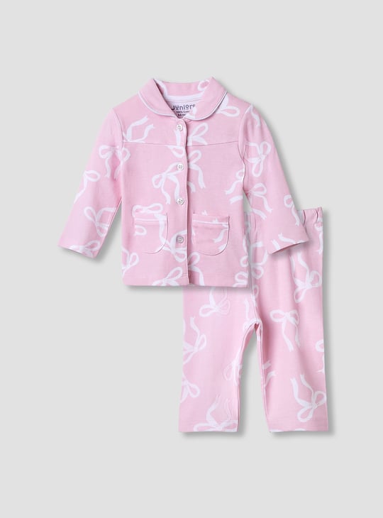 Juniors Bow Print Shirt and Pyjama Set