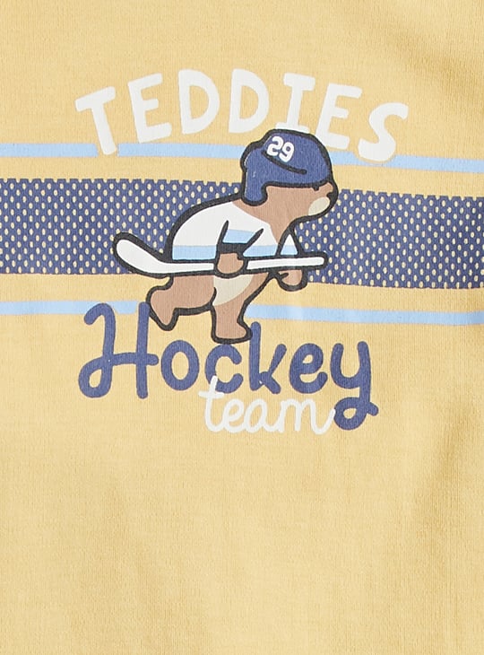 Juniors Hockey Print Long Sleeves T-shirt and Pyjamas - Set of 2