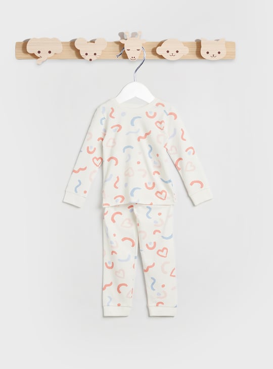 Juniors Printed Long Sleeves T-shirt and Pyjamas - Set of 2