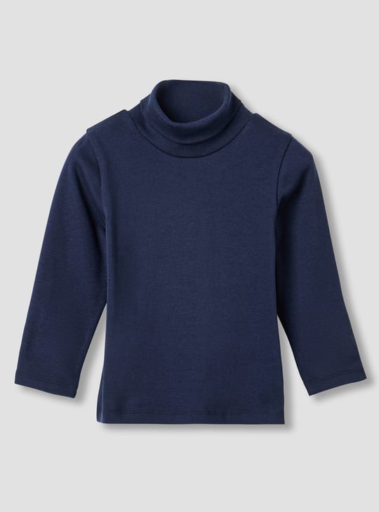 Juniors Solid T-shirt with Turtle Neck - Set of 2