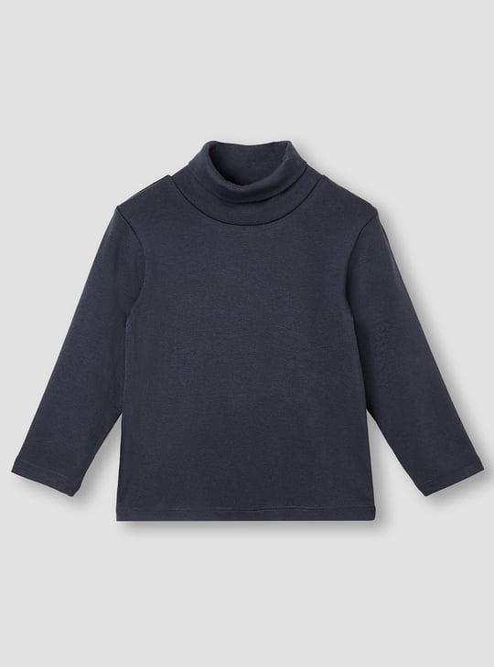 Juniors Solid Turtle Neck T-shirt with Long Sleeves - Set of 2
