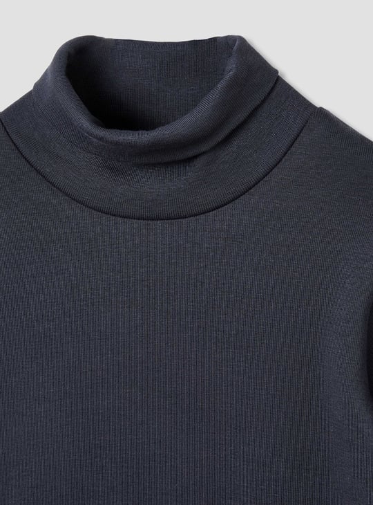 Juniors Solid Turtle Neck T-shirt with Long Sleeves - Set of 2